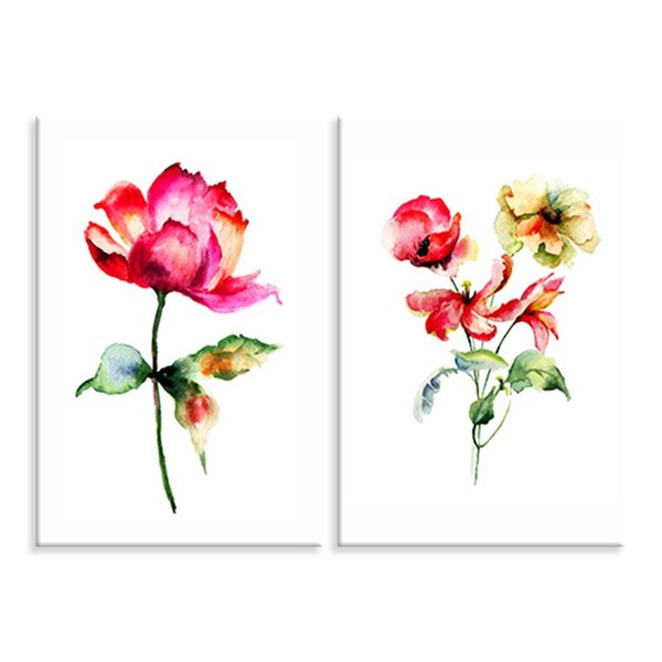 Kit 2 Telas Decorativas Pintura Flores Abstratas