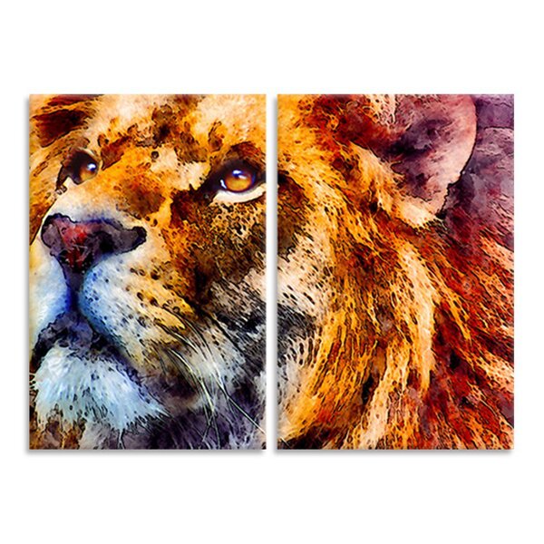 Kit 2 Telas Decorativas Pintura Leão