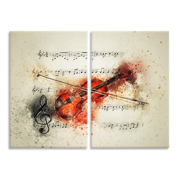 Kit 2 Telas Decorativas Pintura Violino