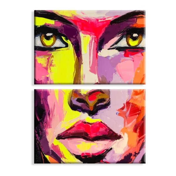 Kit 2 Telas Decorativas Rosto Abstrato Vermelho