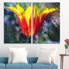 Kit 2 Telas Decorativas Tulipa Amarela E Vermelha