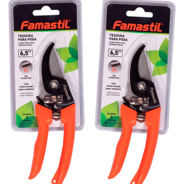 Kit 2 Tesoura Para Poda Famastil 6,5pol