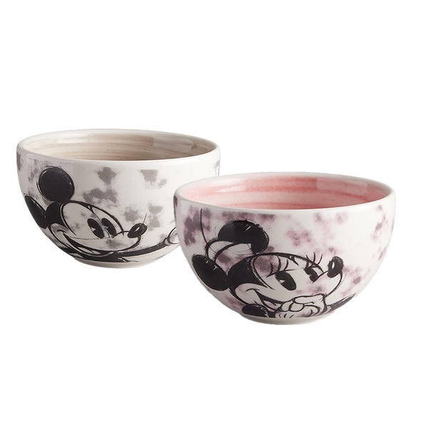 Kit 2 Tigelas Bowl Cerâmica Mickey E Minnie Disney 300ml