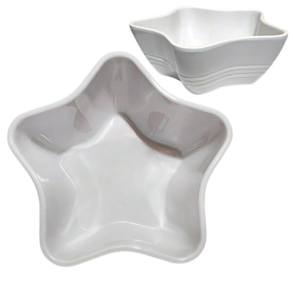 Kit 2 Tigelas Bowl Melamina Estrela Branca 1,500ml