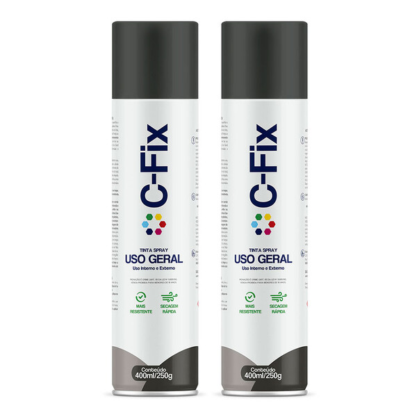 Kit 2 Tintas Spray Grafite Uso Geral Inter/xterno 400ml Cfix