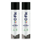 Kit 2 Tintas Spray Preto Brilhante Uso Geral 400ml C-fix