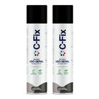 Kit 2 Tintas Spray Preto Semi Brilho Uso Geral 400ml C-fix
