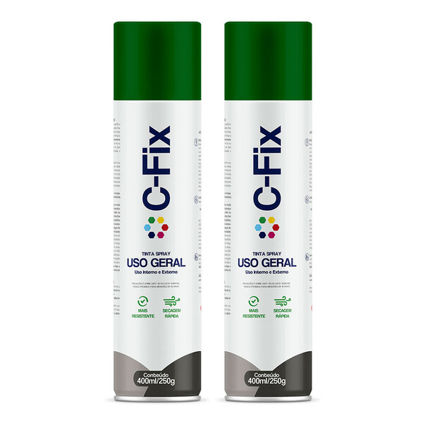 Kit 2 Tintas Spray Verde Escuro Uso Geral Int/ext 400ml Cfix