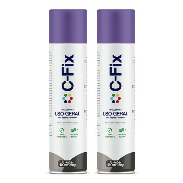 Kit 2 Tintas Spray Violeta Claro Uso Geral Int/ex 400ml Cfix