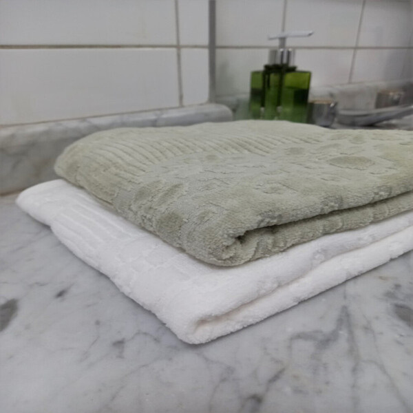 Kit 2 Toalhas De Rosto Lollipop 48/80  Branco E Kaki