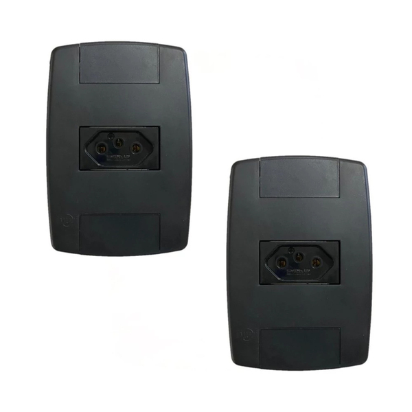 Kit 2 Tomada Elétrica Preta 2p+t 20a 250v Placa 4x2 Ilumi