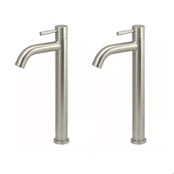 Kit 2 Torneira link lavabo Bica Alta 1/4 De Volta Aço Inox