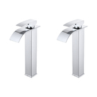 Kit 2 Torneiras Misturador Quente Frio Cascata Alta Cromada