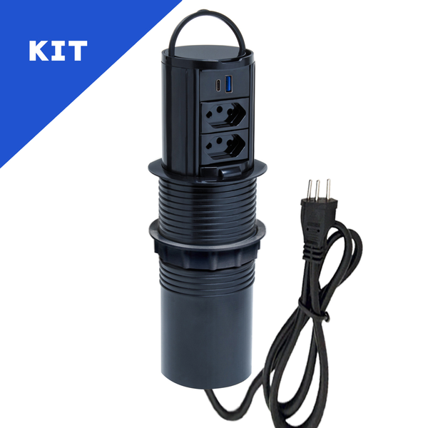 Kit 2 Torres De Tomada Manual Alça 2tom 10a 2usb 9.0 Tipoc Pr