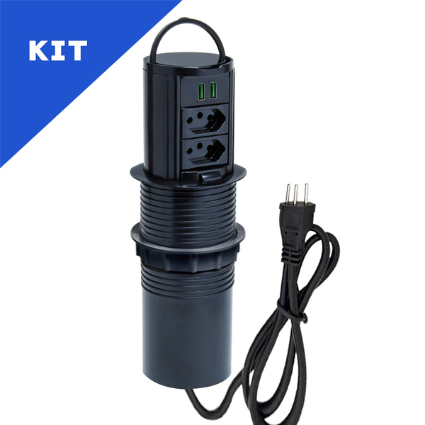 Kit 2 Torres De Tomada Totem Manual Alça 2 Tom 20a 2usb 4.9a