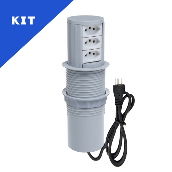 Kit 2 Torres De Tomadas Totem Slim Automático 3 Tomadas 10a C