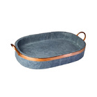 Kit 2 Travessa Oval Para Porção Alça Cobre Pedra Sabão P E M