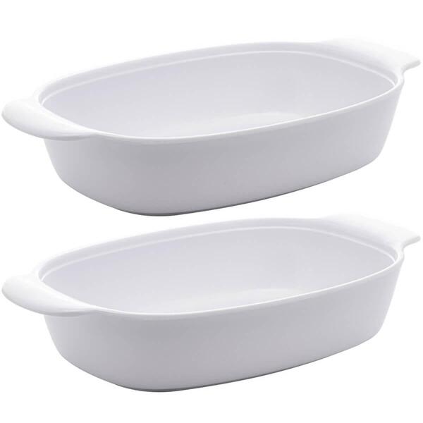 Kit 2 Travessas De Melamina Brancas 23cm Milão Lyor Com Alças Laterais ...