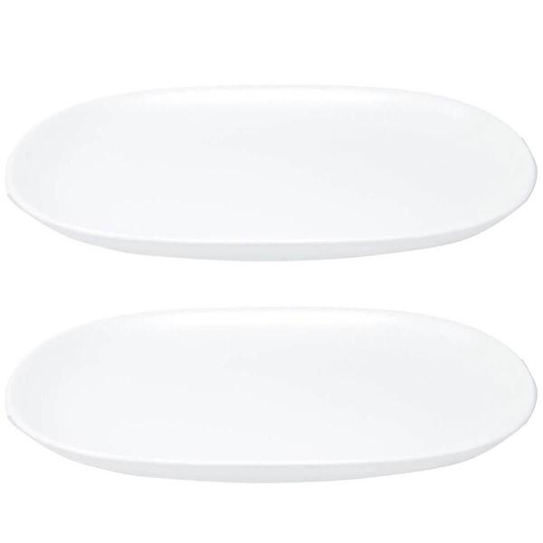 Kit 2 Travessas Oval Melamina 26x17cm Rasa Buffet Branca Rest