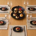 Kit 2 Travessas Rasas 16,5x8cm Orgânico Preto Cerâmica Mesa P