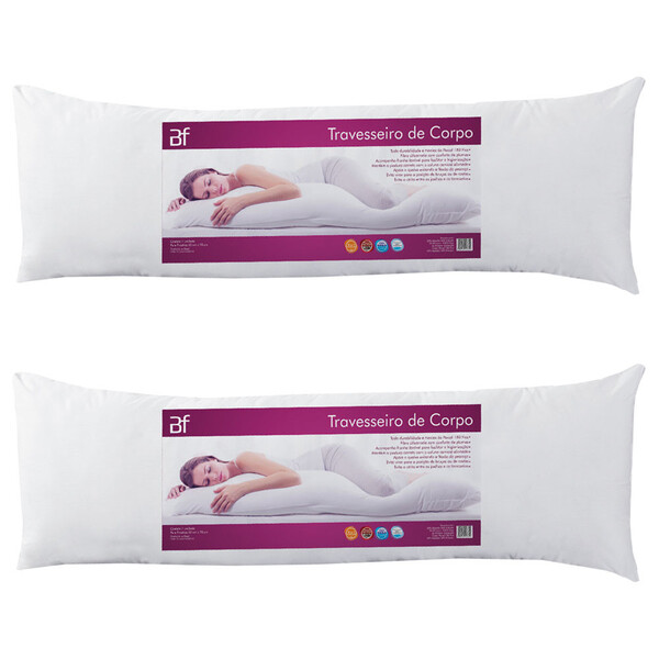 Kit 2 Travesseiro De Corpo Com Fronha Antialérgico Fibra Sili