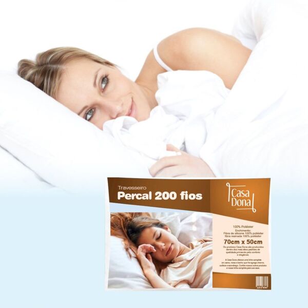 Kit 2 Travesseiros 100% Algodão Percal 200 Fios Fibra Silicon