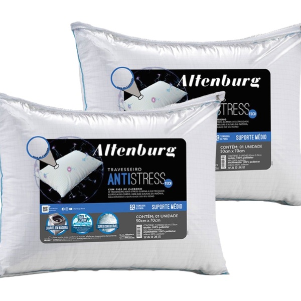 Kit 2 Travesseiros Altenburg Antistress Tech Suporte Médio Br