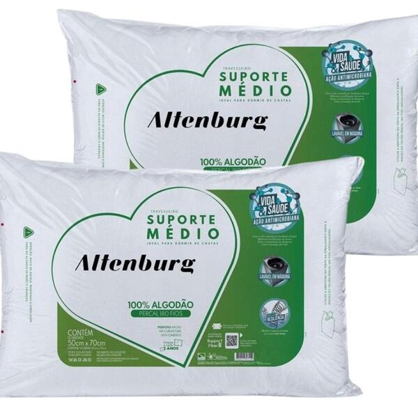 Kit 2 Travesseiros Altenburg Suporte Médio Percal 180 Fios