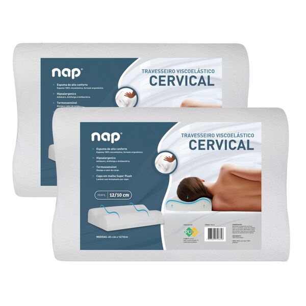 Kit 2 Travesseiros Comfort Cervical Nasa Ergonômico Branco Br