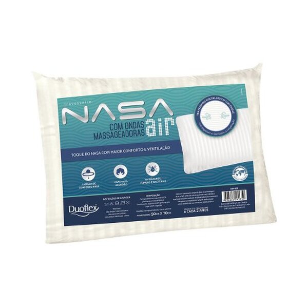 Kit 2 Travesseiros Nasa Air Viscoelástico Com Ondas Massagead