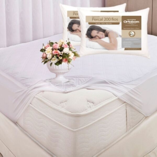 Kit 2 Travesseiros Ortobom Super Em Fibra Siliconizada Tecido