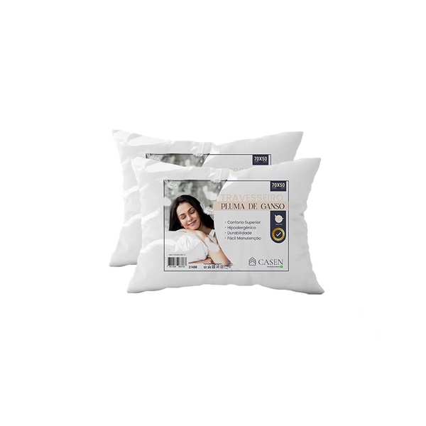 Kit 2 Travesseiros Penas De Ganso Impermeável Casen Antialérg