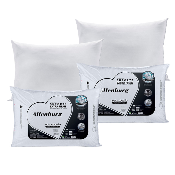 Kit 2 Travesseiros Suporte Extra Firme Altenburg Para Quem Do