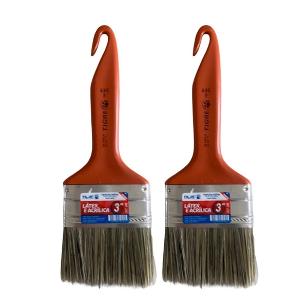 Kit 2 Trincha Pincel P/ Pintura Látex Acrílica 3'' Tigre
