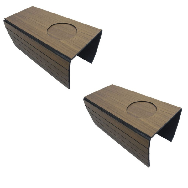 Kit 2 Un Bandeja Apoio Braço Sofá Esteira Flexível Madeira Md