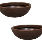 Kit 2 Vasos Bacias Para Plantas Polietileno 32x11cm Marrom