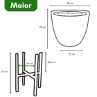 Kit 2 Vasos De Planta Com Suporte Madeira Decorativo Marrom