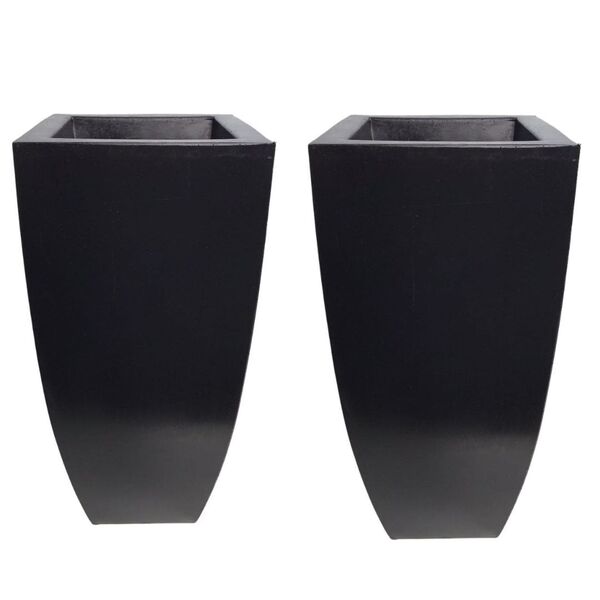 Kit 2 Vasos Quadrados para Plantas em Polietileno 41cm Preto