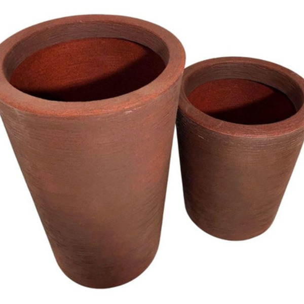 Kit 2 Vasos Redondo Polietileno Pequeno E Médio Marrom