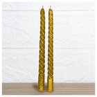 Kit 2 Velas Retorcidas De Natal Decorativa Com Glitter Dourada