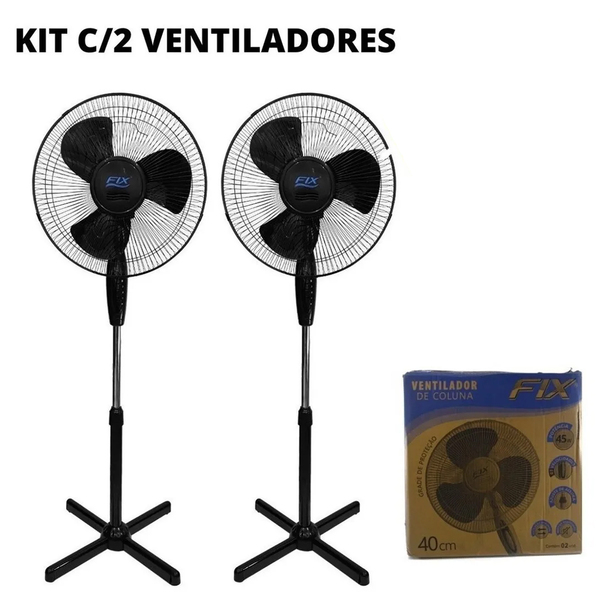 Kit 2 Ventiladores Coluna Pedestal 40cm Com 3 Pás 45w
