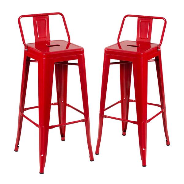 Kit - 2 X Banquetas Altas Iron Tolix Com Encosto - Industrial