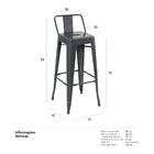 Kit - 2 X Banquetas Altas Iron Tolix Com Encosto - Industrial