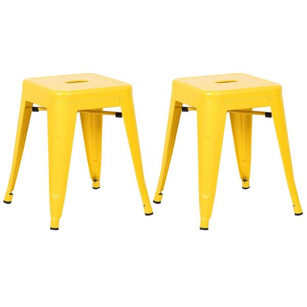 Kit - 2 X Banquetas Baixas Iron Tolix - 45 Cm - Amarelo