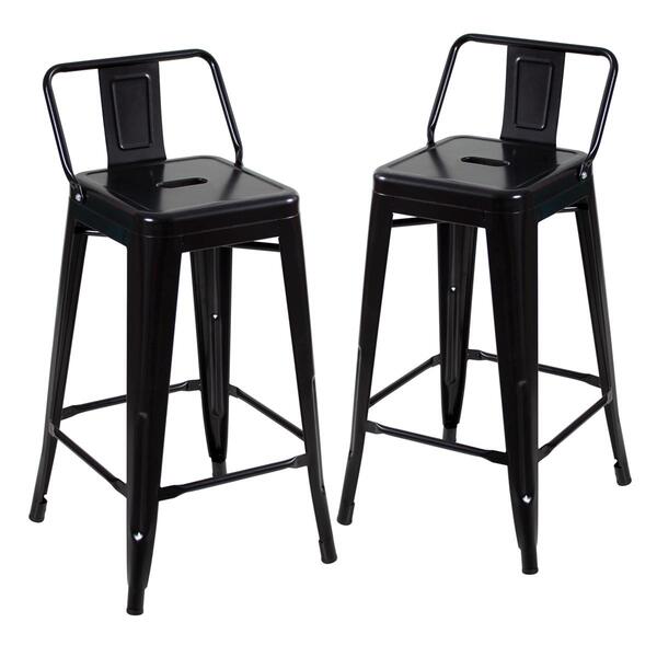 Kit - 2 X Banquetas Médias Iron Tolix Com Encosto - 66 Cm - P