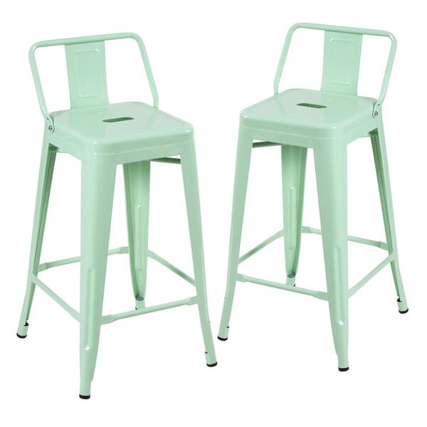 Kit - 2 X Banquetas Médias Iron Tolix Com Encosto - 66 Cm - V