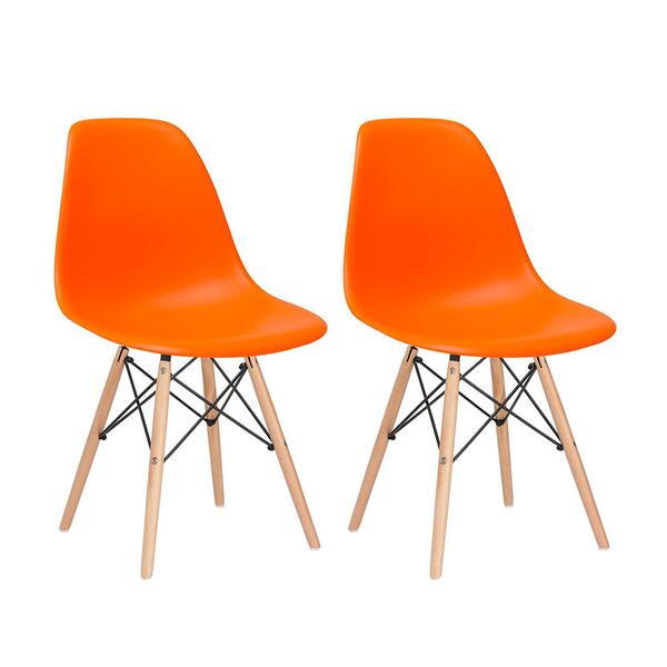 Kit - 2 X Cadeiras Charles Eames Eiffel Dsw - Base De Madeira
