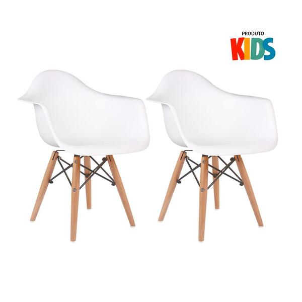 Kit - 2 X Cadeiras Eames Junior Com Apoios De Braços - Infant