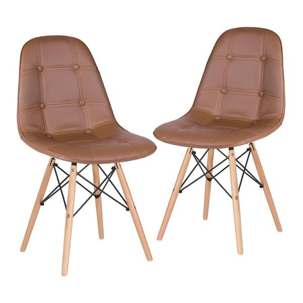 Kit - 2 X Cadeiras Estofadas Eames Eiffel Botonê - Marrom - B