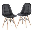 Kit - 2 X Cadeiras Estofadas Eames Eiffel Botonê - Preto - Ba